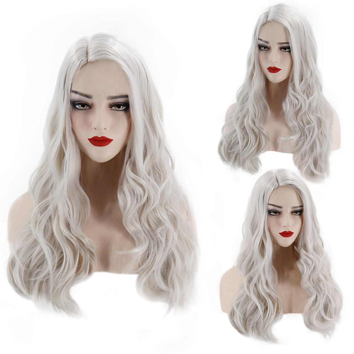 Long Body Wave Ombre Black Pink Rose Gold Light Blonde Brown Green Grey PurpleSynthetic Wig For Black Women Cosplay