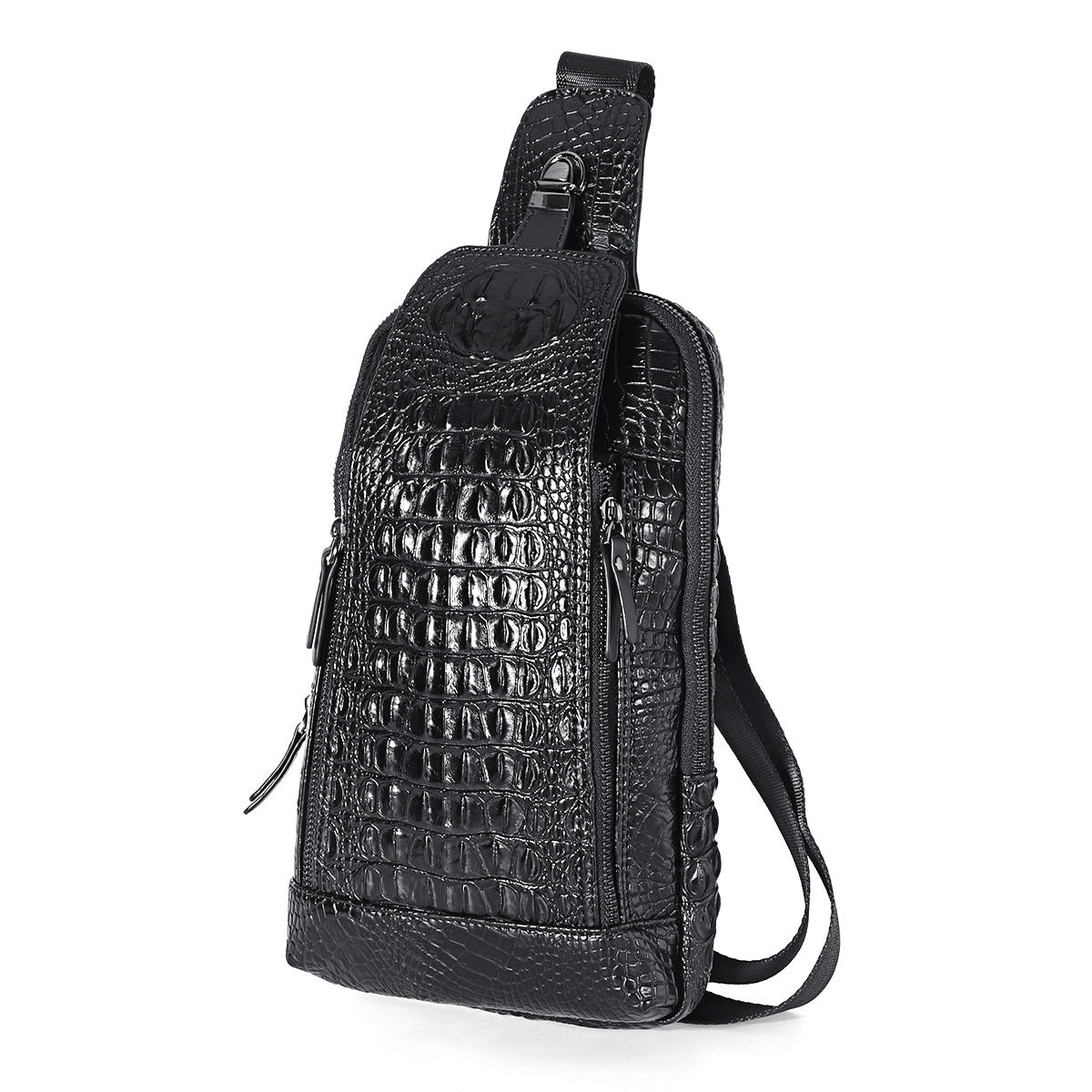 Herren New Leather Crocodile Pattern Brusttasche Sling Backpack Crossbody Taschen