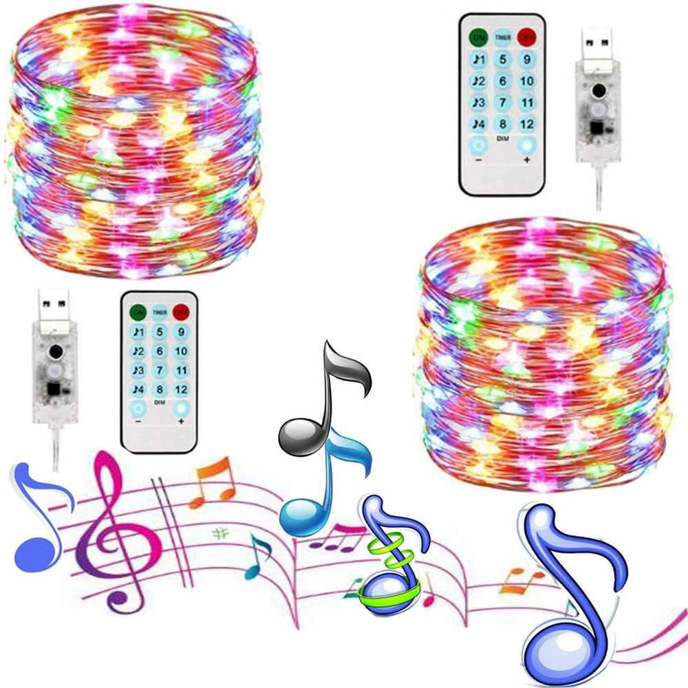 

USB Waterproof Music Sound-activated 10M LED String Light Wedding Christmas Decor with 17Keys Remote Control Christmas D