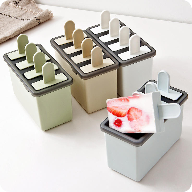 Popsicle Ice Cream Mold Homemade Simple Ice Mold 4-Grid Ice Tray