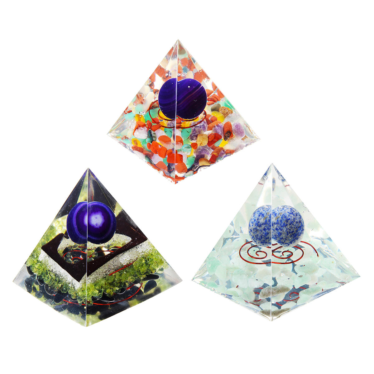 Reiki opgeladen Emerald Bergkristallen Orgone Pyramid Krachtige decoraties