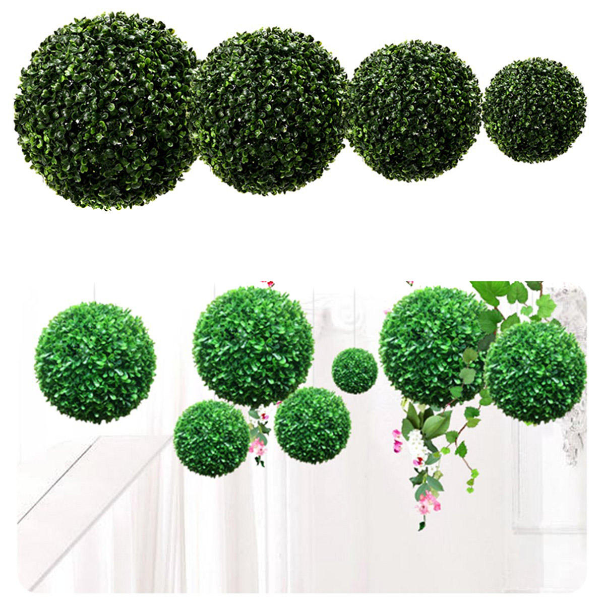 

10-30cm Artificial Green Topiary Grass Hanging Ball Plant Home Yard Decorations
