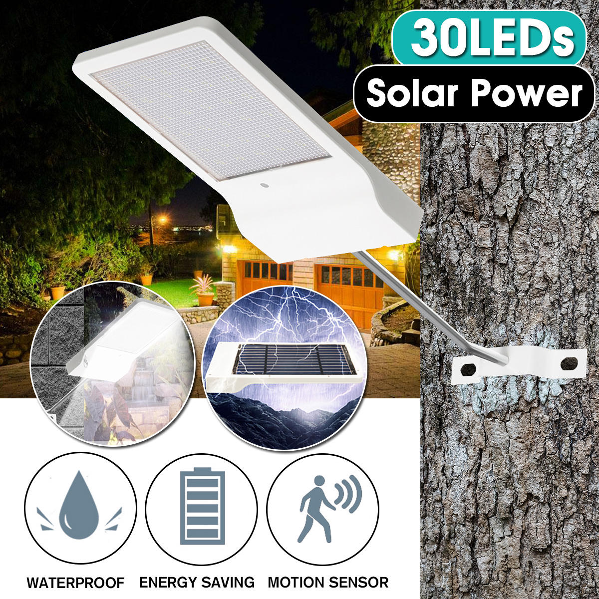 30 LED Solar Power Motion Sensor IP65 Waterproof Garden Yard Street Light Lamp Solar Garden Light