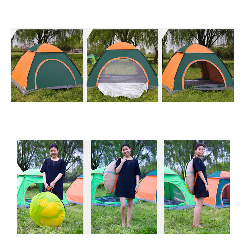 ポータブル両開き折りたたみテント2-3人防水完全自動テント屋外キャンプハイキング旅行テントサンシェード