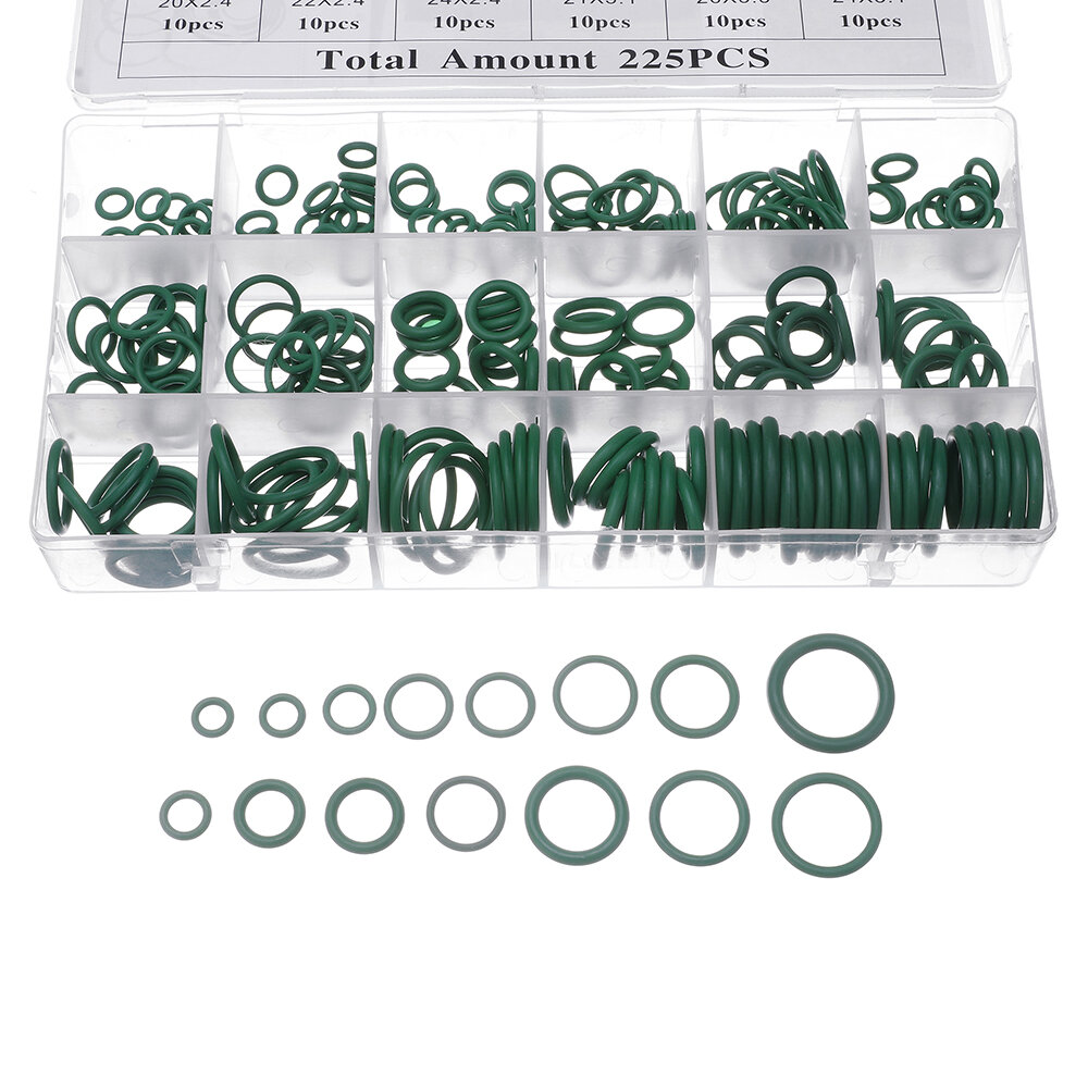 

Suleve™ MXRW5 225Pcs R22/R134a Green Air Conditioning Rubber O-Ring Tap Washer Gasket Set Seal Metric Assortment Plumbin