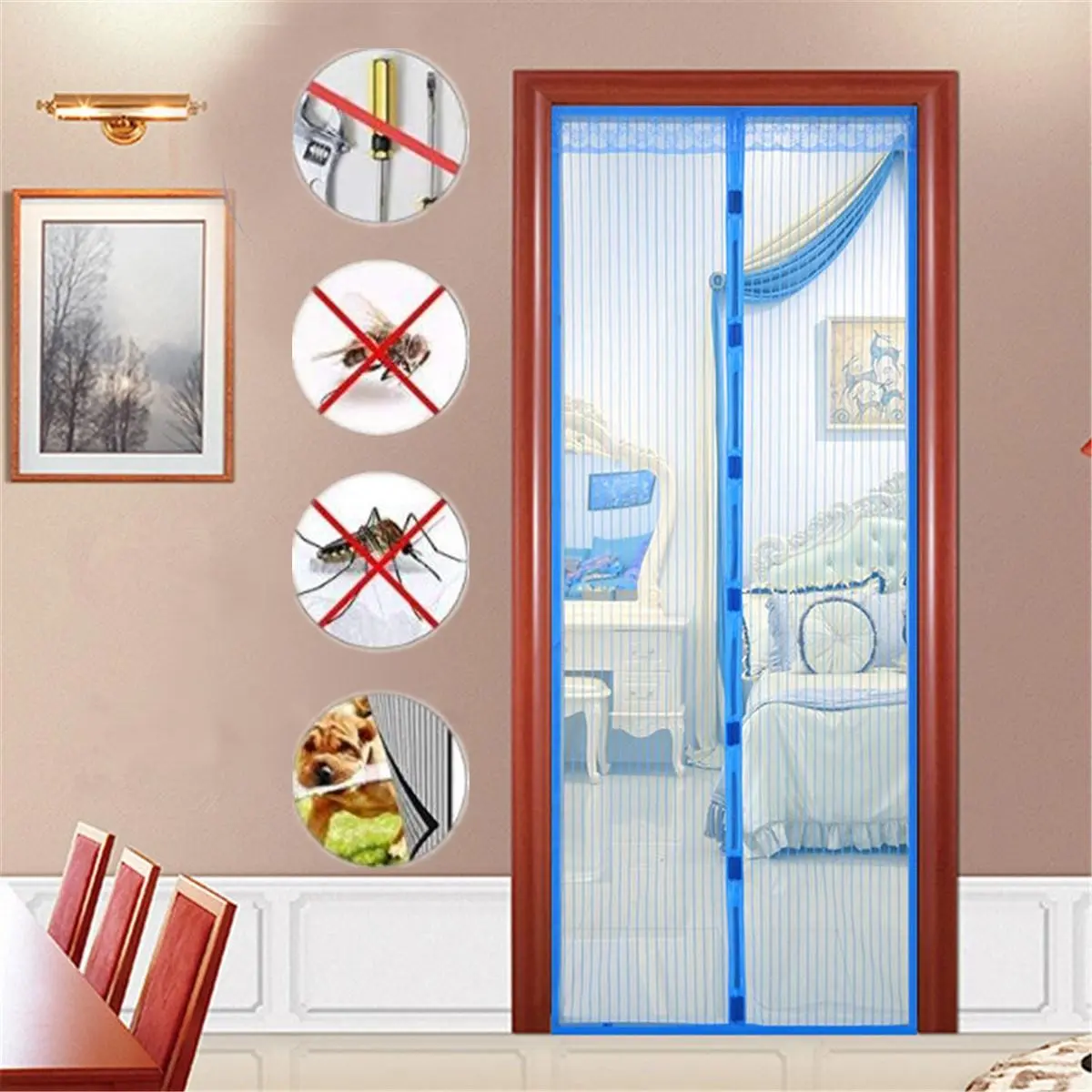 Magic hands free magnetic mosquito door curtains screen mesh nets anti bug insect