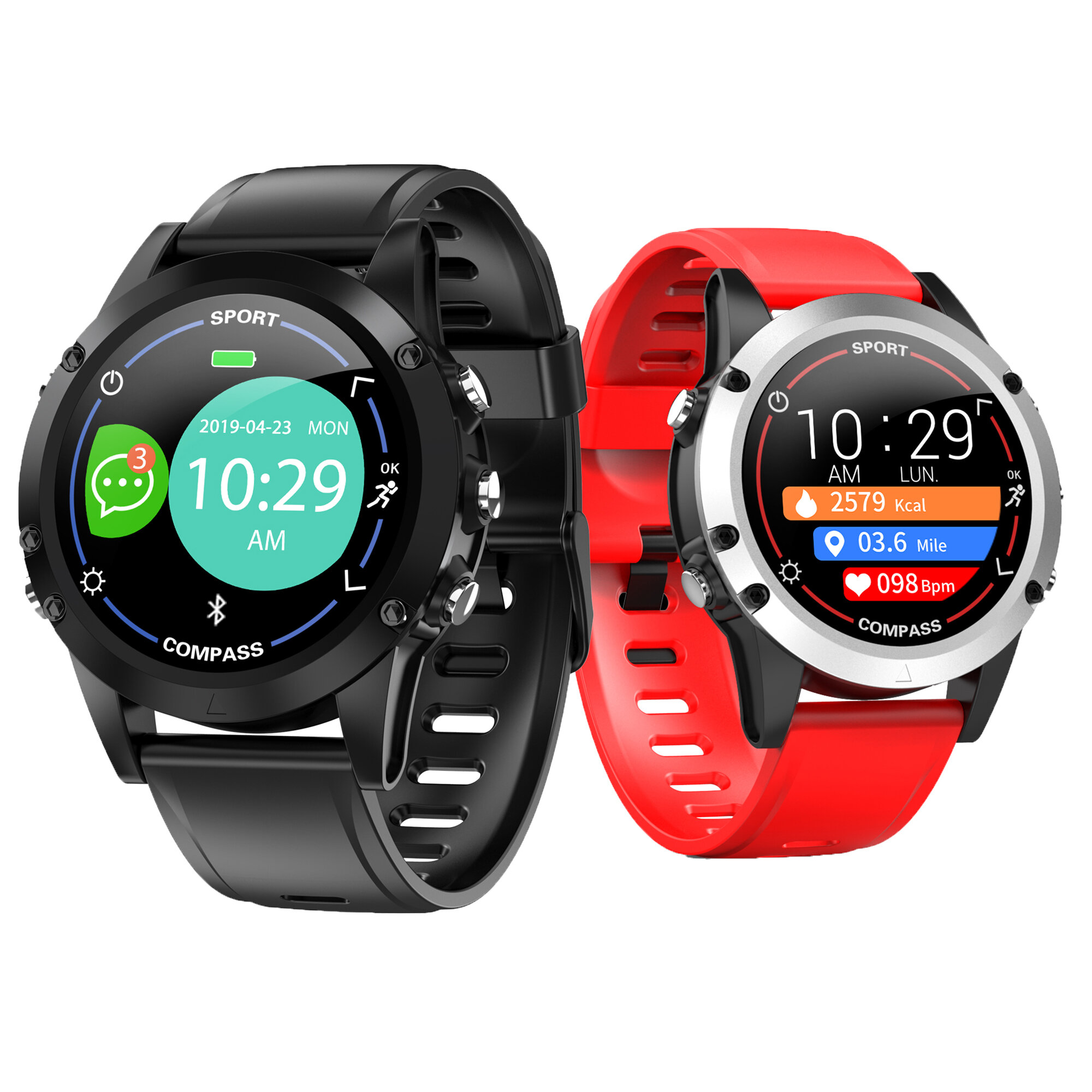 

[bluetooth 5.0]Bakeey X5 IP68 Wristband Heart Rate Blood Pressure Monitor Compass Function Long Standby Smart Watch