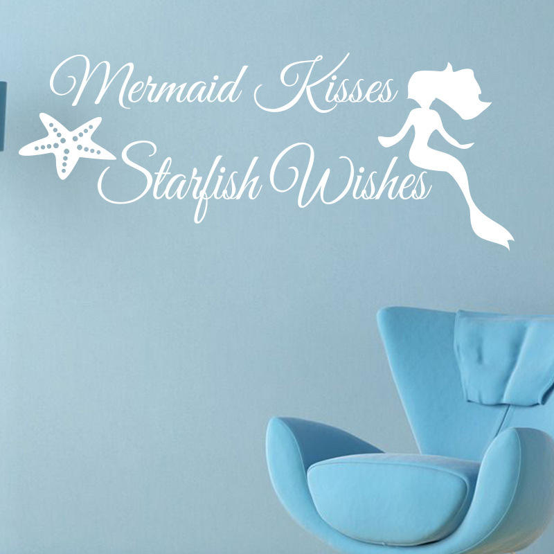 New Letters Style Wall Stickers Paper Creative Art Mermaid Shaped DIY Decorations Removable Wall Decals