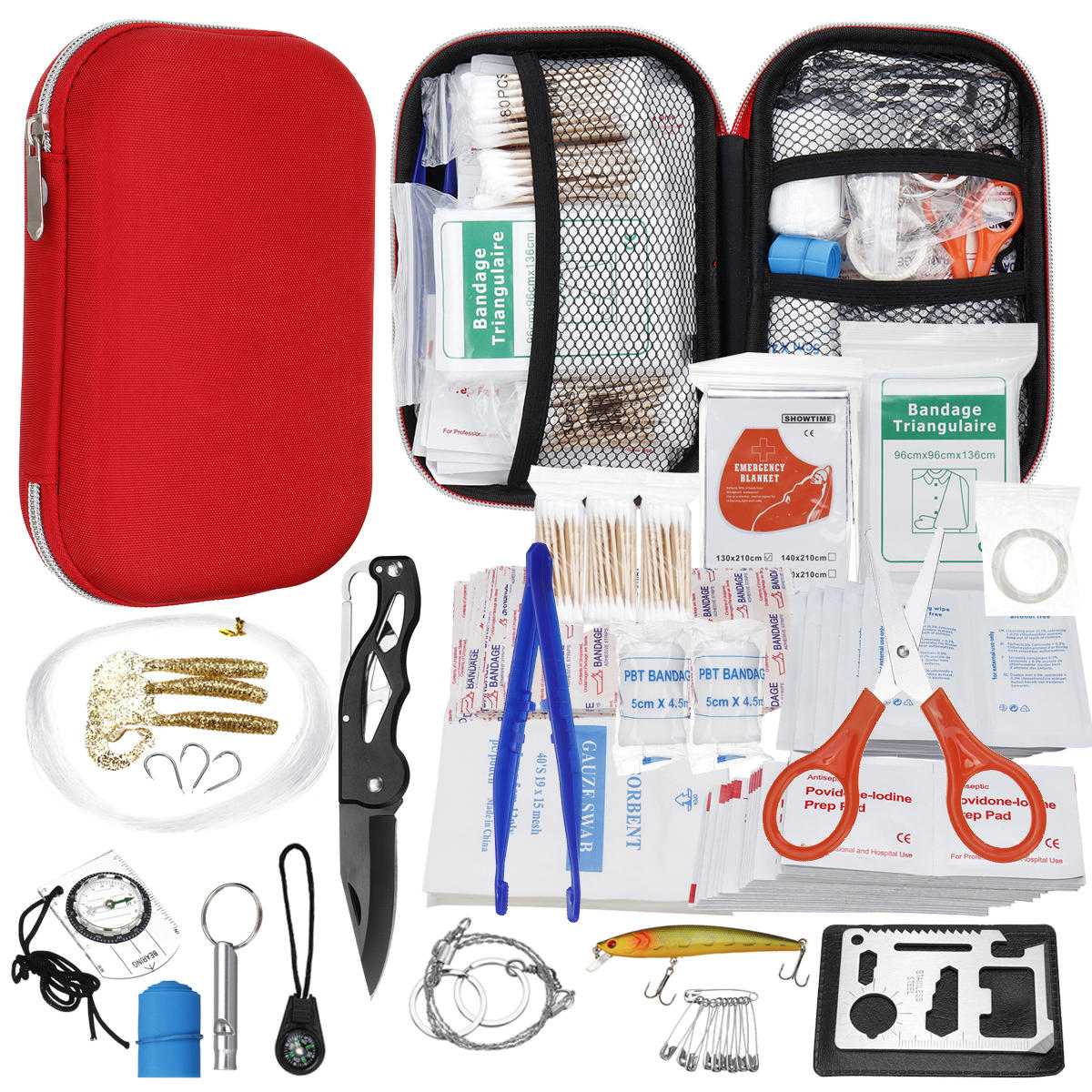 Volledige 304 STKS Outdoor Emergency Survival Kit Gear Medische Tas voor Home Office Auto Boot Campi