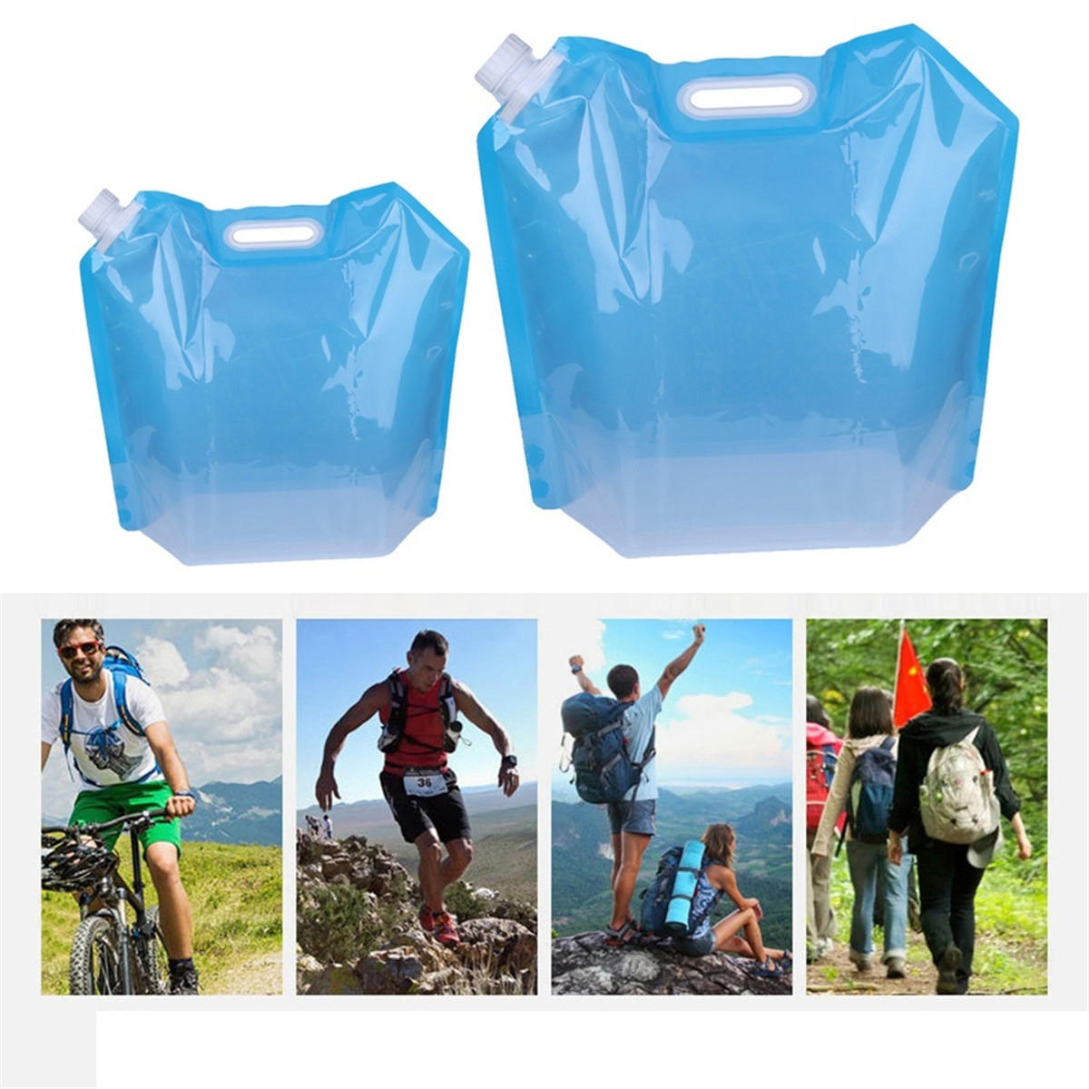Sac de rangement d'eau pliable en PVC écologique de 5/10 litres pour les activités de camping et de voyage