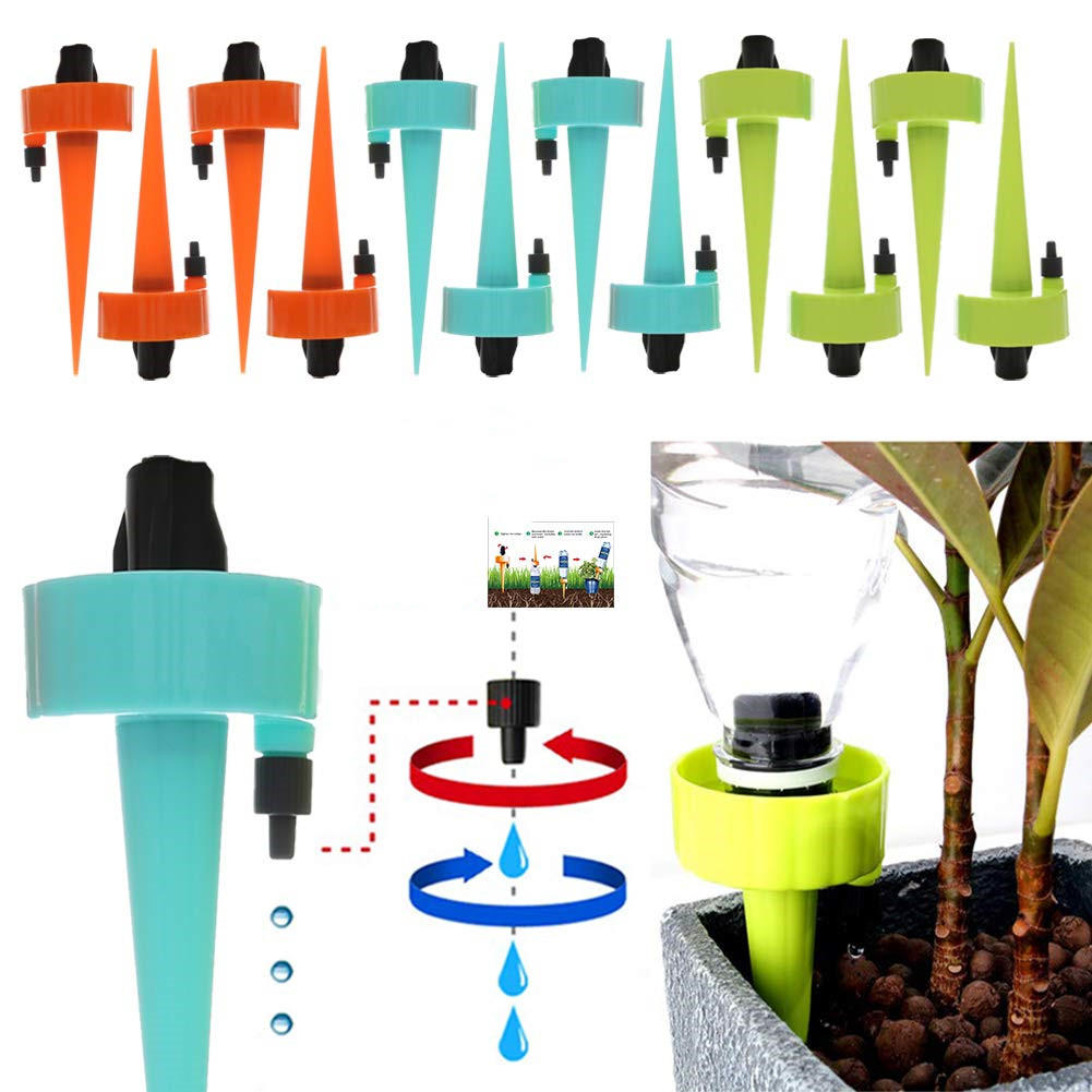 Vacations Plant Drip Sprinkler Water Watering Kits 2 Automatic Watering Irrigation Drippers bag Garden Plant Flower Self Watering Spikes Device with Adjustable Flow Rate 