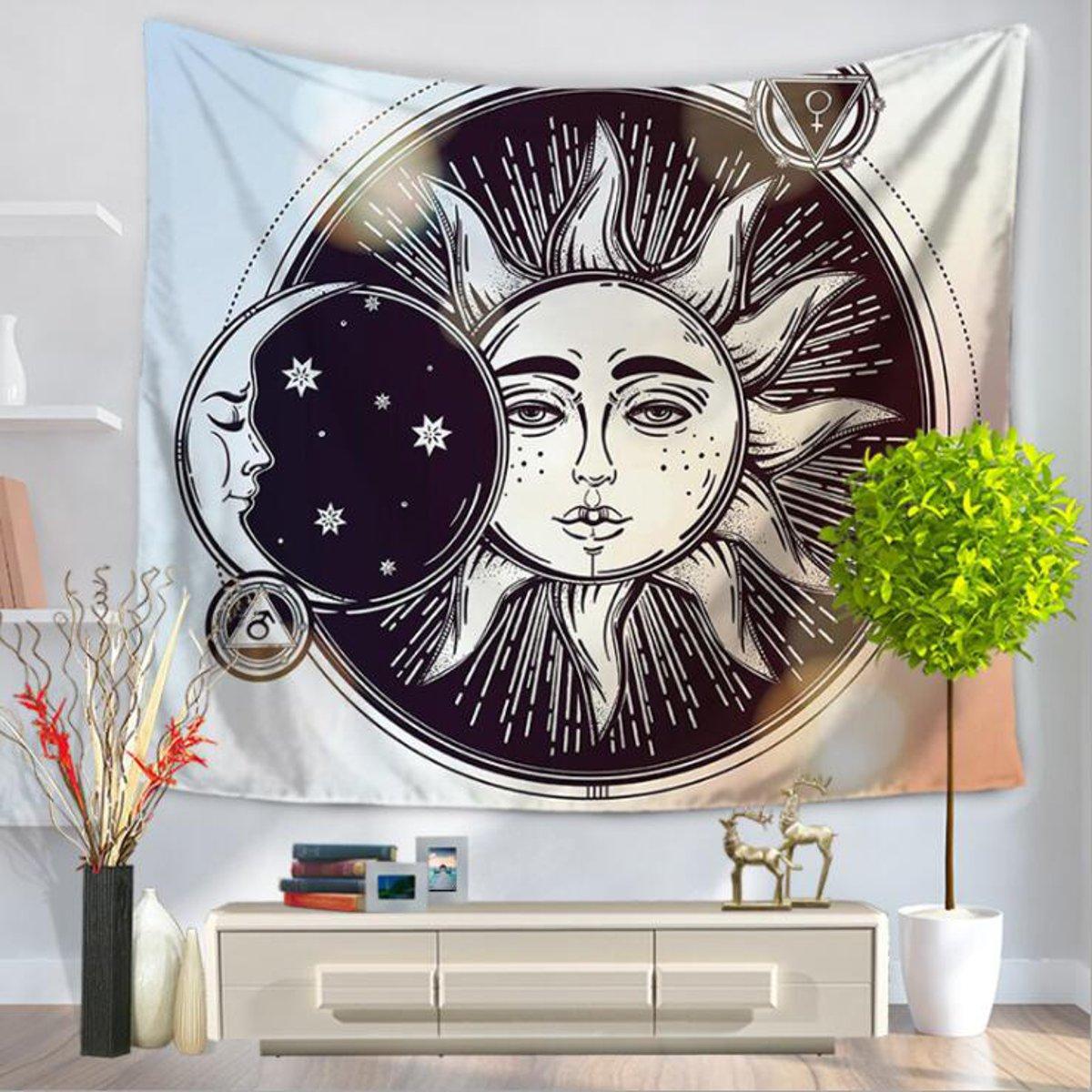 

Indian Hippie Psychedelic Sun Moon Mandala Tapestry Art Wall Hanging Bedspread Decor
