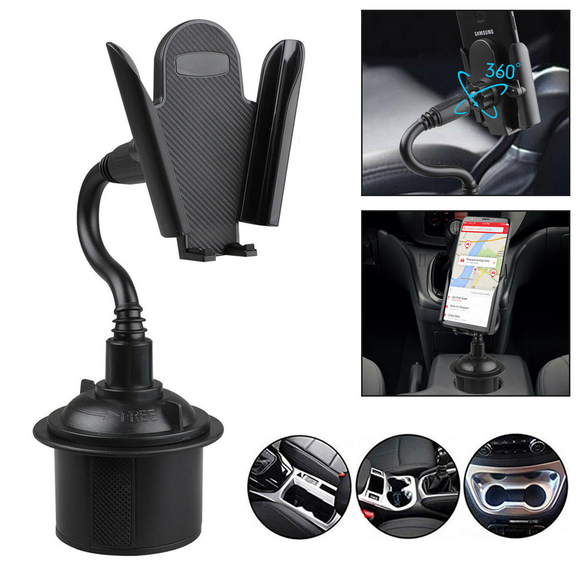 

Universal Adjustable Gooseneck Cup Cradle Car Phone Holder For Cell Phone GPS