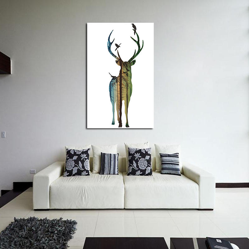 Miico Hand Painted Oil Paintings Simple Male Deer A Wall Art For Home Decoration Painting