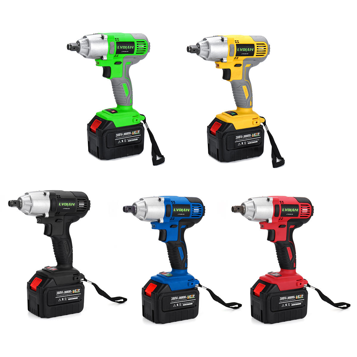 38800mAh Cordless Electric 1/2'' Impact Wrench Low Noise Waterproof Brushless 388VF Driver...