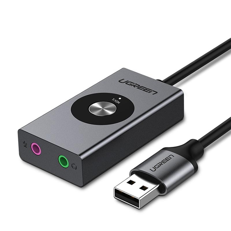 UGREEN CM190 USB 7.1 kanaal Externe geluidskaart Stereo microfoon Oortelefoon Headsetadapter