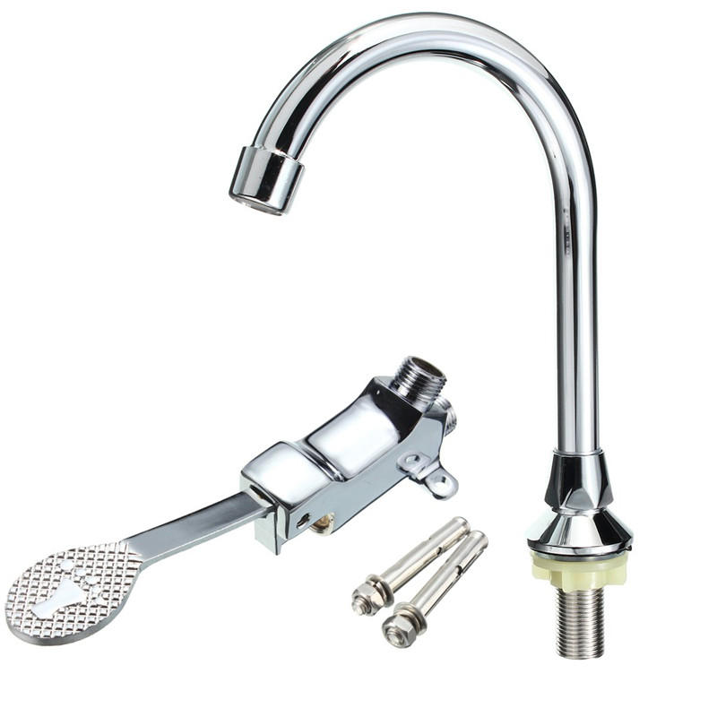 Single Handle Foot Pedal Valve Faucet Kitchen Bathroom Copper Basin Sink Tap