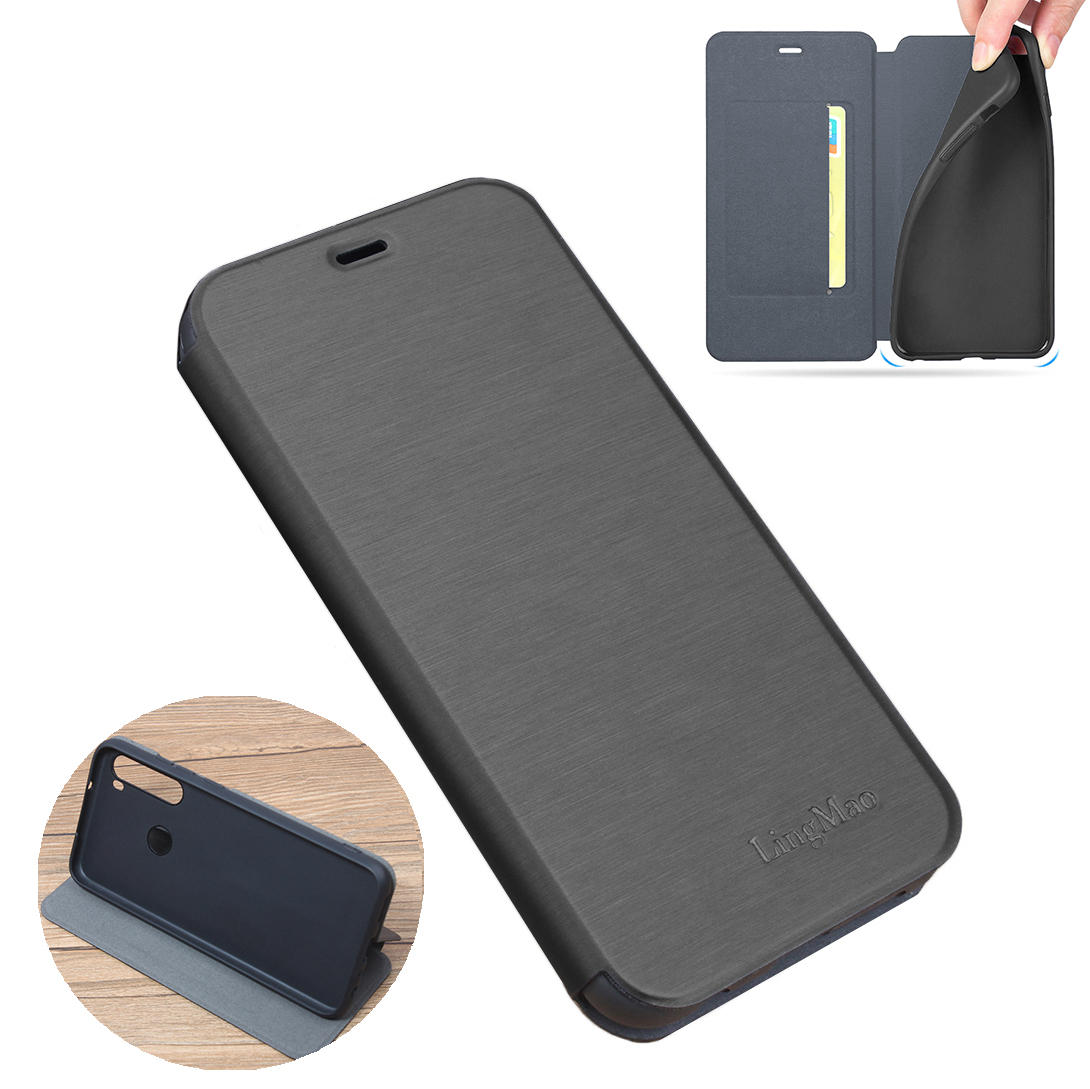 For Xiaomi Redmi Note 8 Case Bakeey Flip with Stand Card Slot Full Body Brushed Leather Shockproof Soft Protective Case
