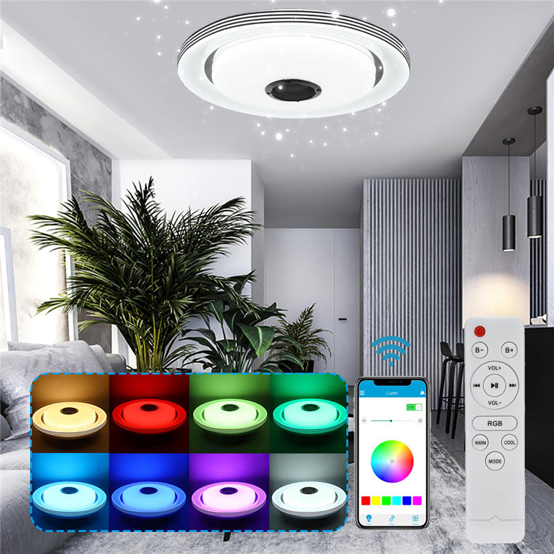 220V 48W Modern Dimmable 120LED RGBW Ceiling Light bluetooth Speaker Remote/APP Control