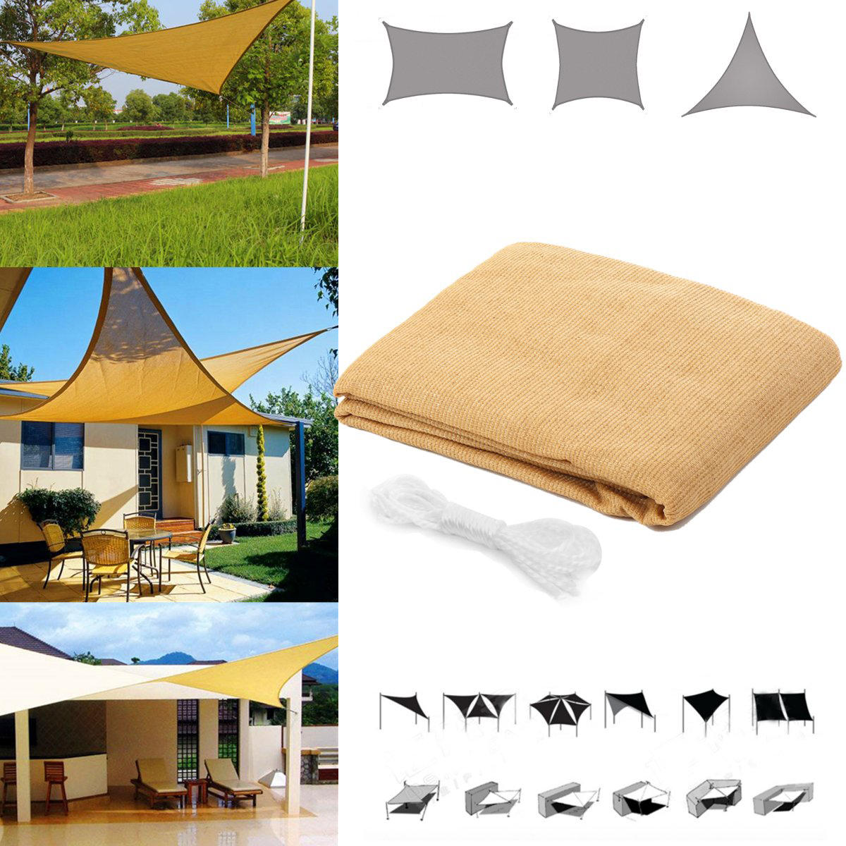 Carpa de sombra de sol cuadrada/triangular resistente al agua y anti-UV para jardín, patio, acampada al aire libre.