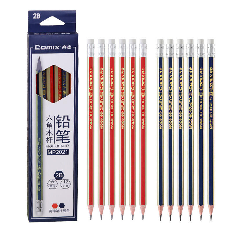 Comix MP2020 12 Pcs Wood Hexagon Pencils HB Students Pencil with Eraser Head Office School Supplies Stationery
