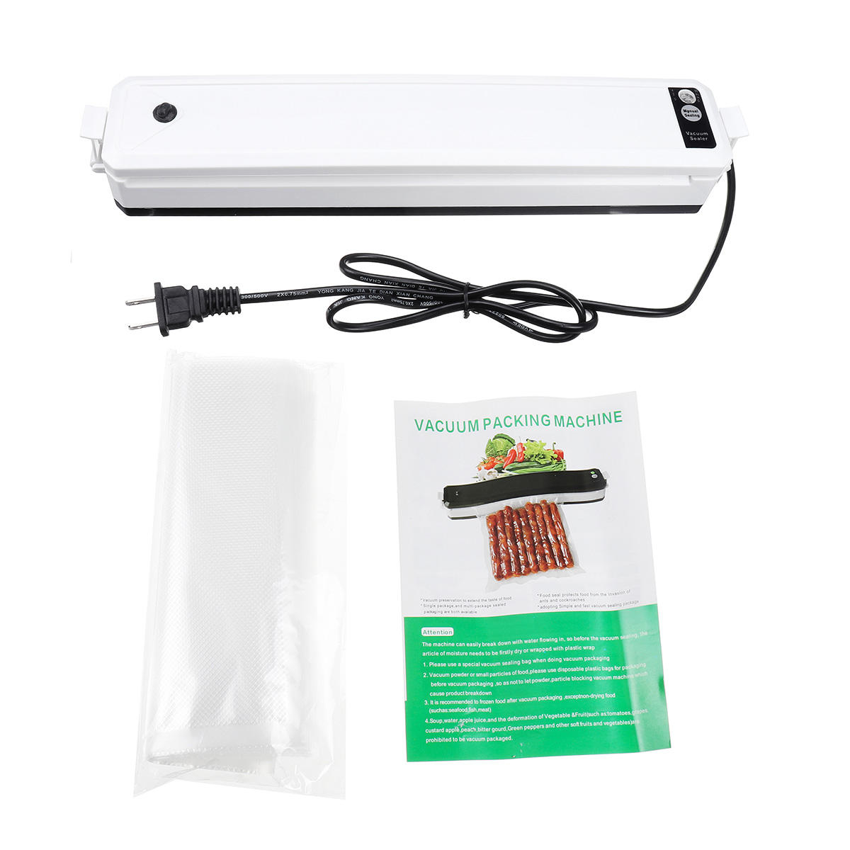 

Household Automatic Vacuum Sealer Food Packing Machine + 10x Storage Bags