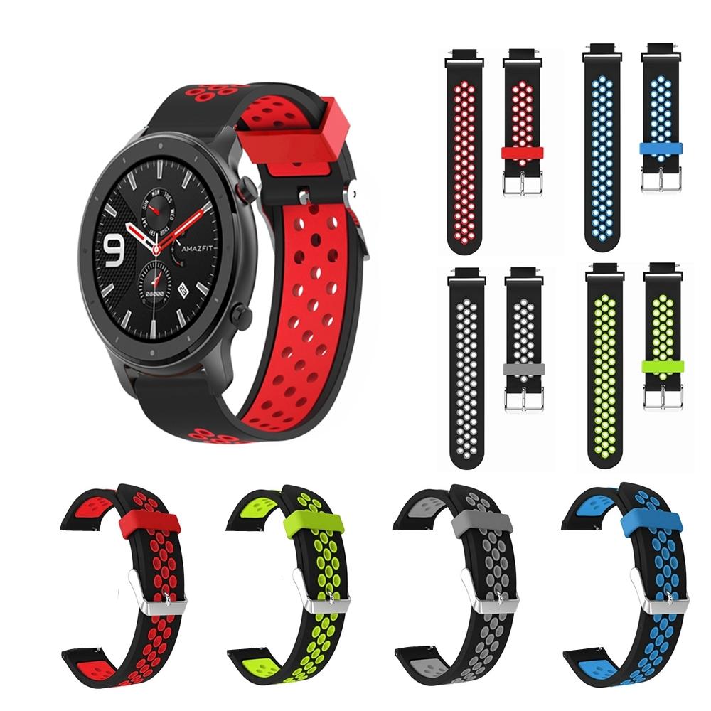 Dubbele kleuren ademende horlogeband horlogeband vervangen voor 47 mm Amazfit GTR Smart Watch