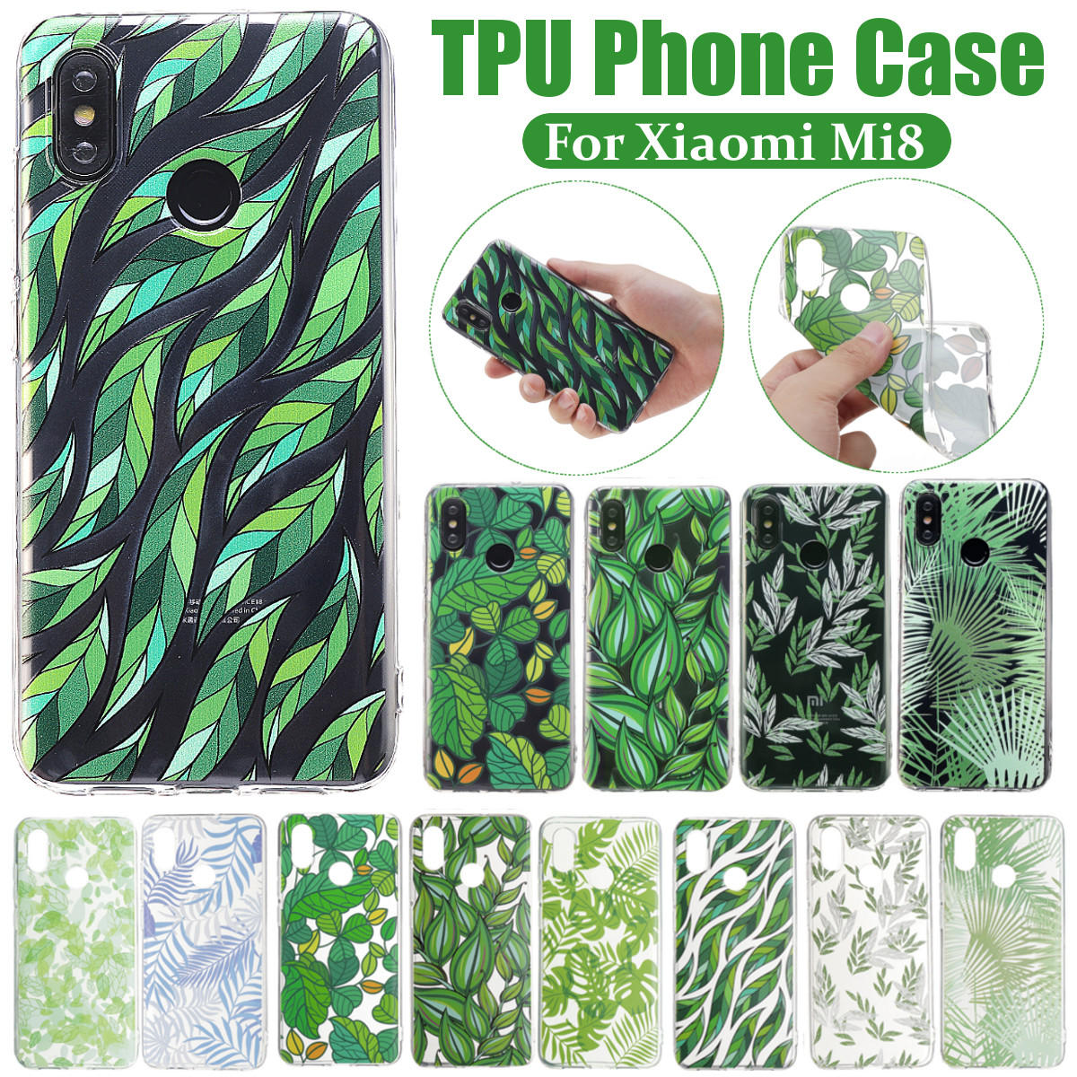 Bakeey Colorful Plant Pattern Translucent Soft TPU Protective Case for Xiaomi Mi 8 Non-original