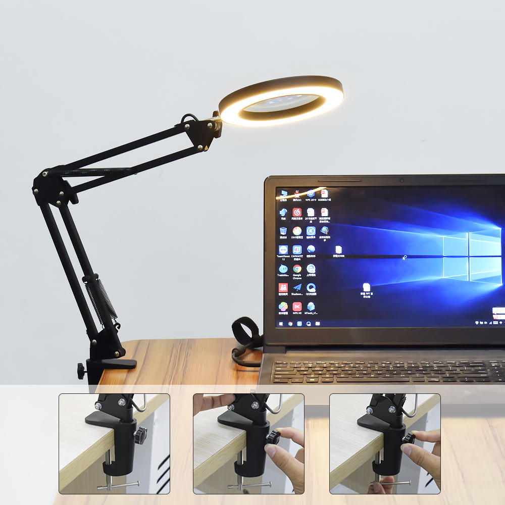 

Lighting LED 5X 500mm Magnifying Glass Desk Lamp with Clamp Hands USB-powered LED Lamp Magnifier with 3 Modes Dimmable