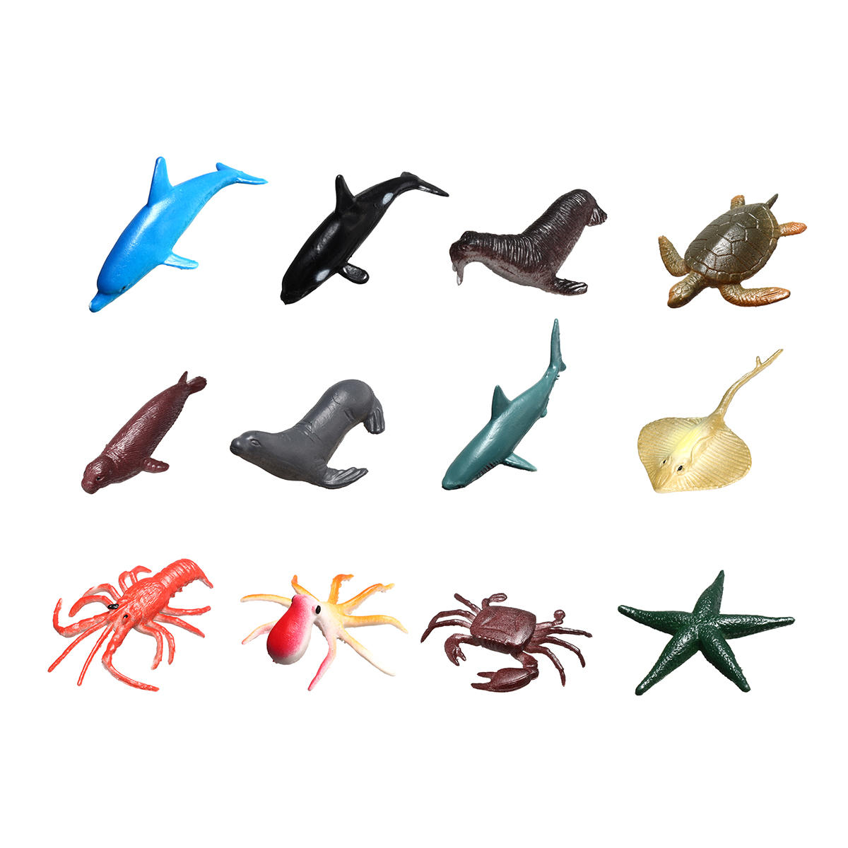 

12Pcs/Set Plastic Ocean Animals Figure Sea Creatures Model Toys Dolphin Turtle Starfish Crab Octopus Squid