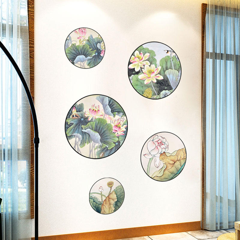 Miico FX82033 2 stks lotus schilderij sticker thuis studeerkamer decoratieve sticker muursticker com