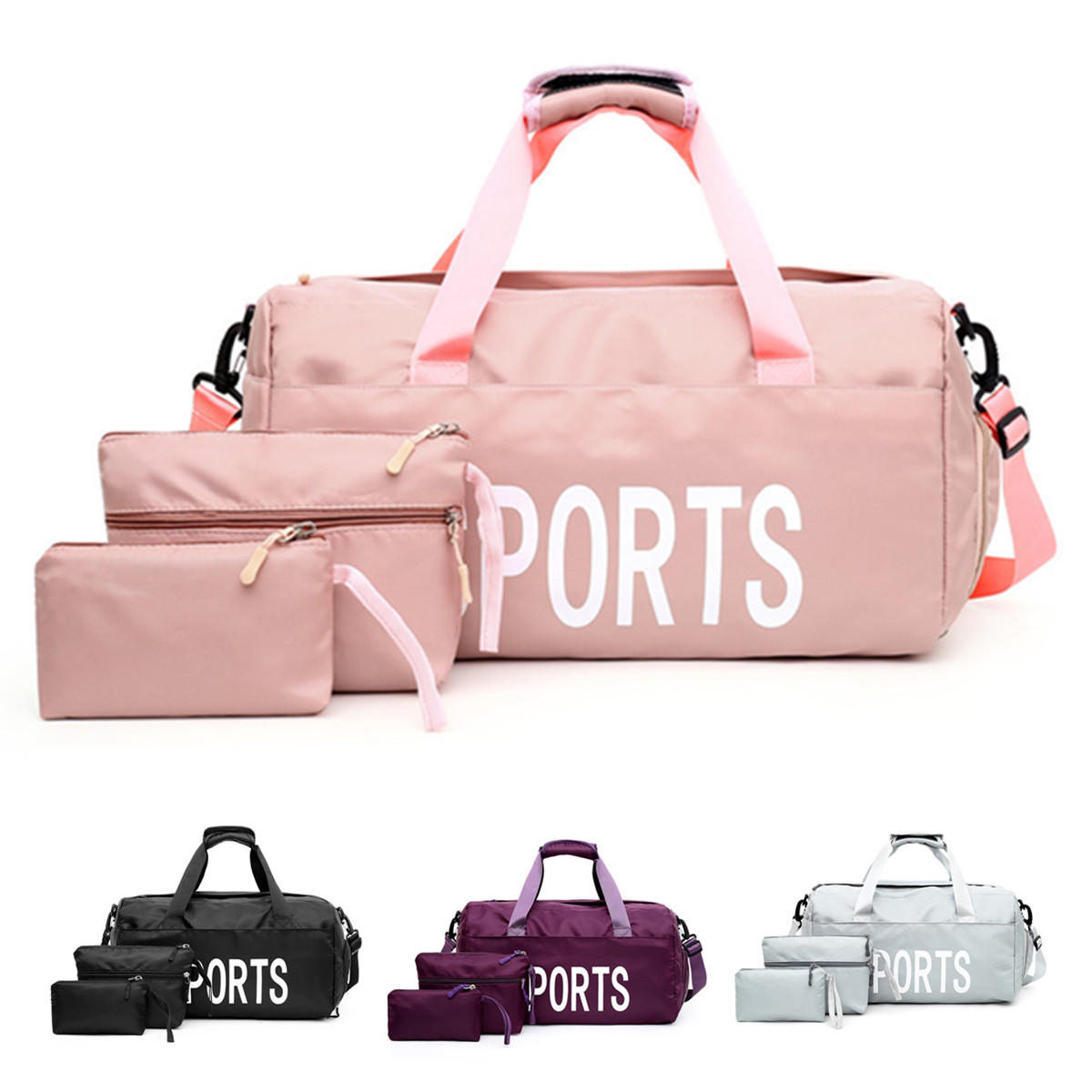 3PCS Waterproof Oxford Cloth Shoulder Bag Wet-dry Seperation Shoes Bag Fitness Yoga Handbag Travel L