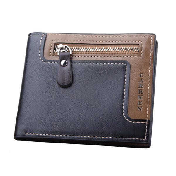 Portefeuille court en cuir IPRee® pour hommes avec porte-cartes d'identité, porte-cartes de crédit et porte-monnaie
