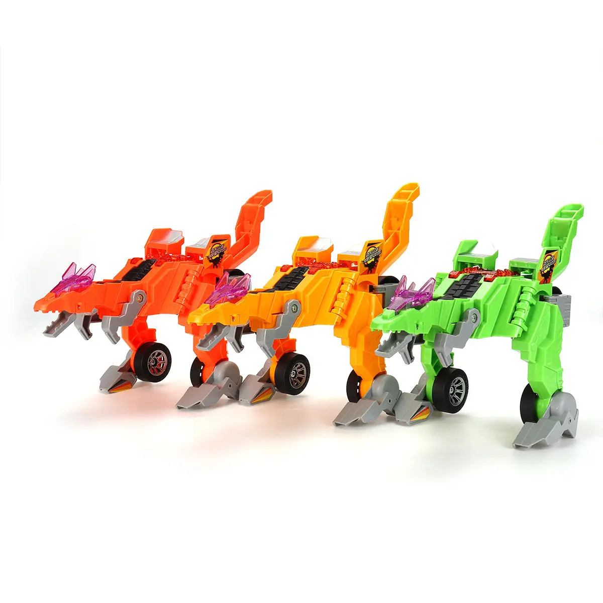 Electric transforming t-rex dinosaur led car with light sound diecast model toy