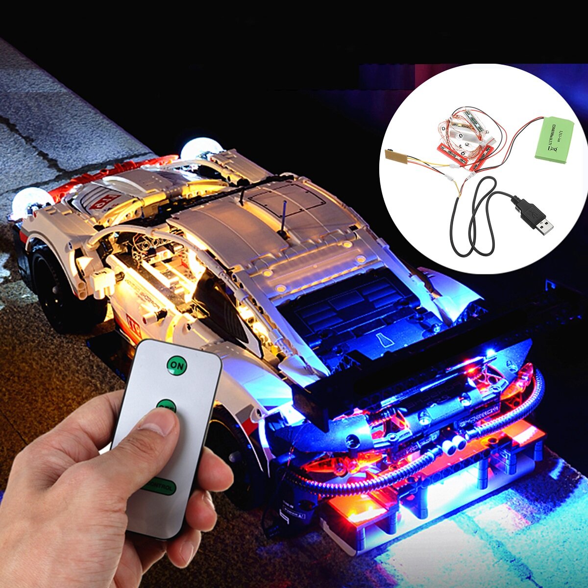 

DIY LED Light Lighting Kit Only for LEGO 42096 Technic Porsche 911 RSR Bricks Toy