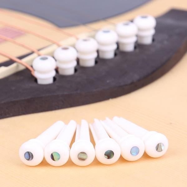 6pcs Cattle Bone Guitar Parts Endpin with Abalone Dot Bridge End Pins for Acoustic Guitar