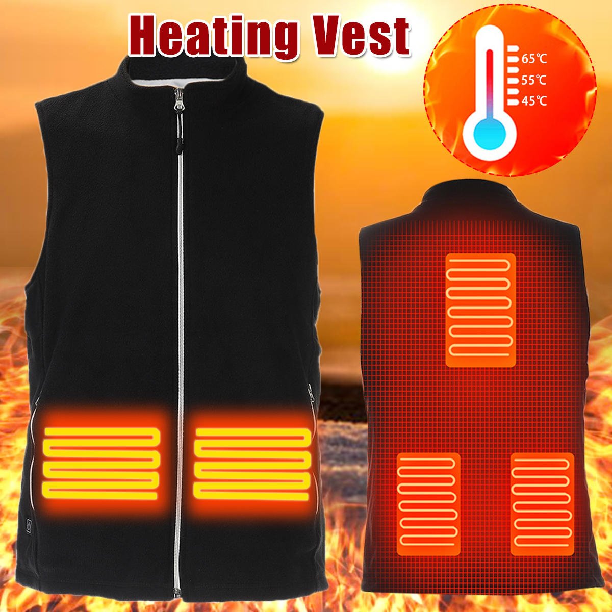 Heren Elektrisch USB Verwarmd Vest Jasje Opwarmen Verwarming Pad Doek Body Warmer