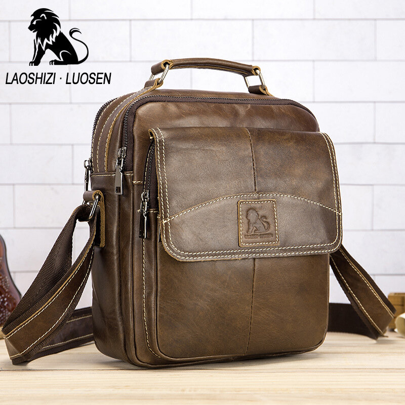 Genuine leather shoulder bag business man bag messenger bag for men ...
