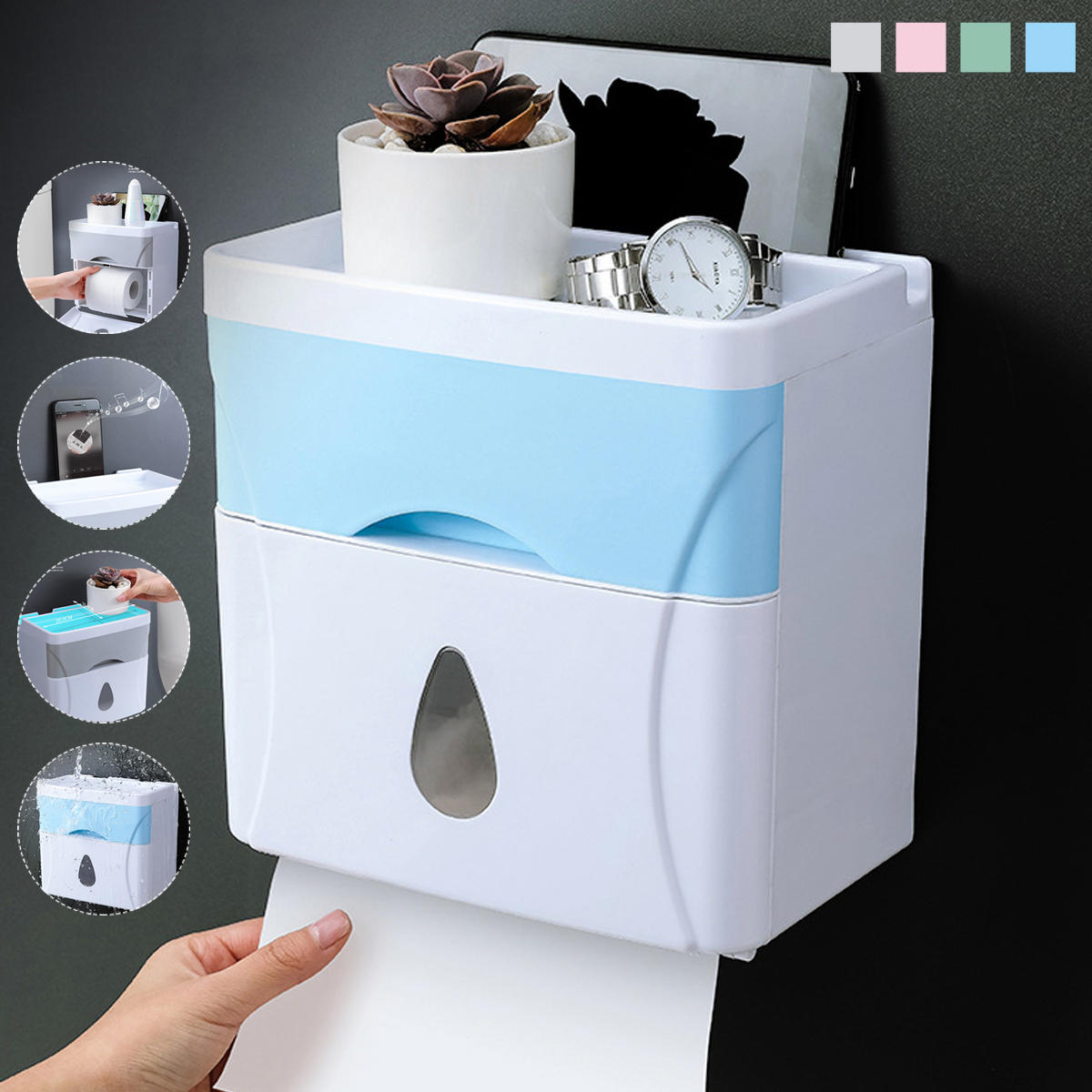 Toilet Paper Shelf Holder Wall Mounted Hand Towel Dispenser Waterproof Tissue Dispenser Holder for H