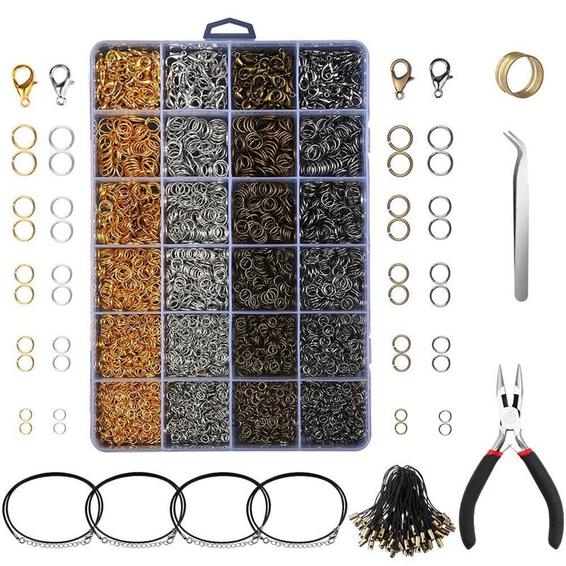 314DIY Jewelry Findings Jewelry Making Starter Kit With Open Jump Rings Lobster Clasps, Jewelry Pliers Black Waxed, Banggood  - buy with discount
