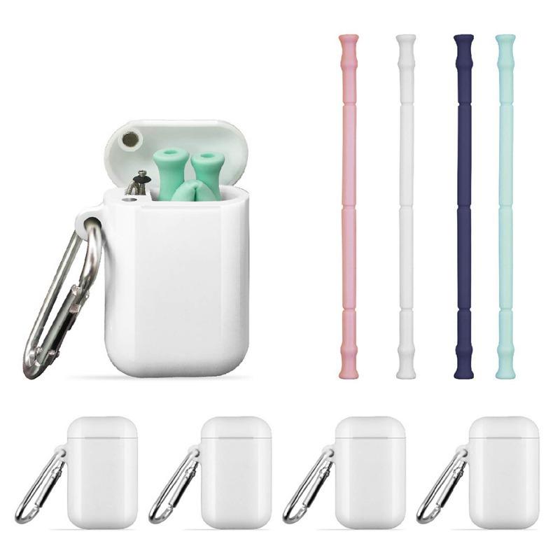 Foldable Silicone Straw Set Food-Grade Silicone Straw With Straw Brush Easy-To-Clean Straw Box Set P