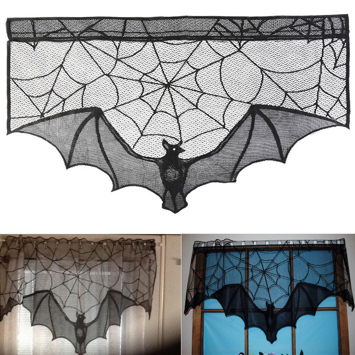 Halloween Bat Lace Props Table Lamp Window Curtain Fireplace Cloth Home Decorations