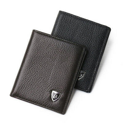 

Genuine Leather New Mens WalletSmall ID Card Holder Bifold Cowhide Slim Purse