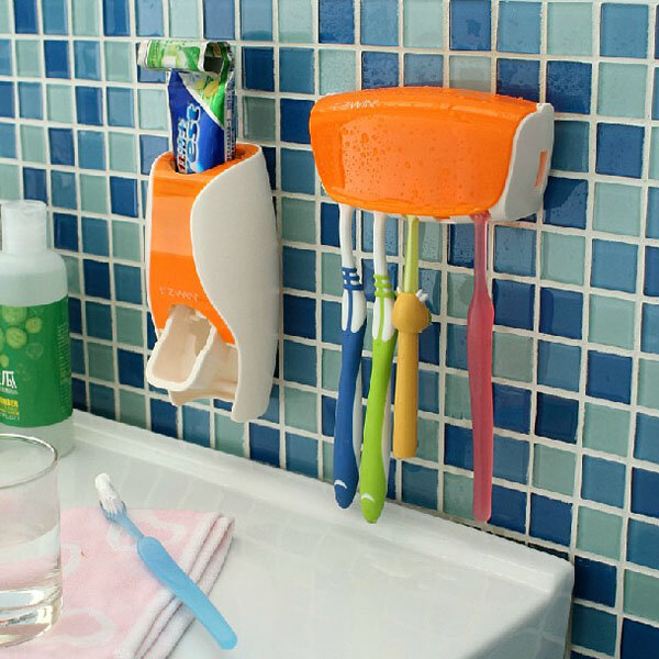 Honana BX-115 Bathroom Automatic Toothpaste Dispenser Squeezer Toothbrush Holder Set