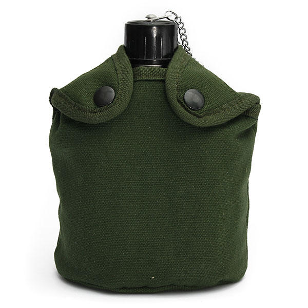 Outdoor Tactical Camping Water Bottle Aluminum Green Cover Drinking Cup