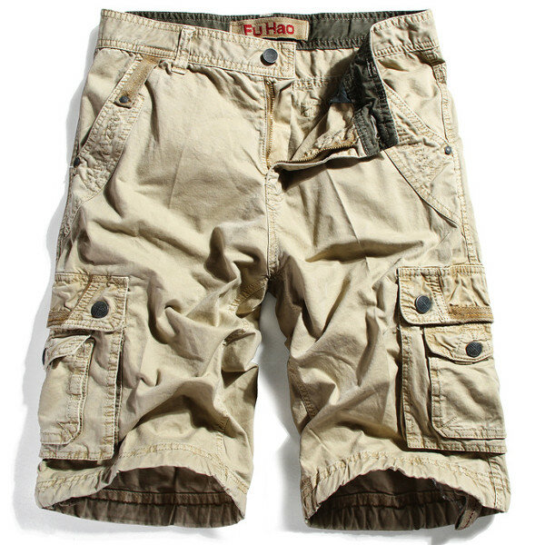 US Mens Cargo Shorts Relaxed Fit Multi-Pocket Retro Jeans Cargo Shorts Plus Size