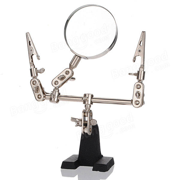 

Third Hand Soldering Iron Stand Clamp Clip 2.5X Magnifying Magnifier Len Glass Tool
