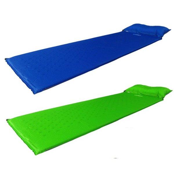Colchão de ar travesseiro de ar automático saco impermeável campo três peças azul