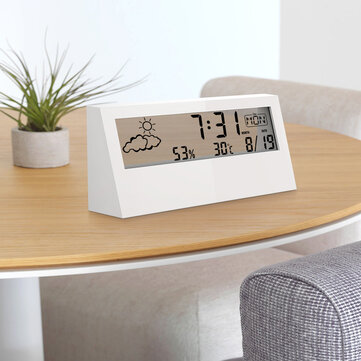 Digoo DG-AN0211 Transparent Screen Weather Station Alarm Clock Indoor Hygrometer Thermometer Weather Forecast Sensor Clock - White