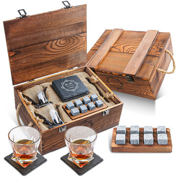Baban Whiskey Gift Sets 2PCS Wine Glass 300ml Glass 8pcs Granite Chilling Whisky